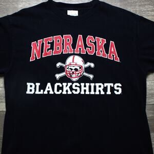 Vintage University of Nebraska Huskers T Shirt Men's M Skull Black Y2K